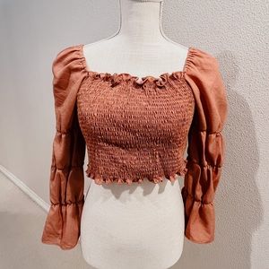 Smocked Puff Sleeve Top || NEVER WORN ||